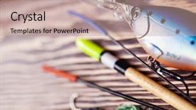 Presentation with fishing gear - Audience pleasing PPT theme consisting of fishing gear closeup with blur backdrop and a coral colored foreground