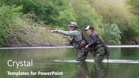  Presentation with trout - PPT theme enhanced with fishing-guide-with-a-young background and a tawny brown colored foreground