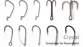  Presentation with hooks and balls of yarn - PPT theme with fishing-hooks-on-a-white background and a white colored foreground