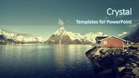 Presentation with hut - Colorful PPT theme enhanced with fishing hut at spring day - reine lofoten islands norway backdrop and a ocean colored foreground