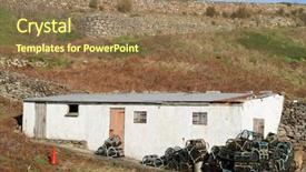  Presentation with hut - Slides having barrel blue beer - fishing hut with lobster pots background and a coral colored foreground