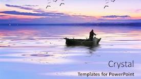  Presentation with sea fishing - Beautiful slide set featuring fishing-in-the-sea backdrop and a light blue colored foreground