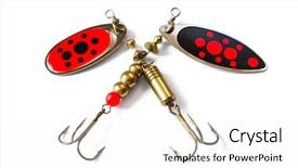  Presentation with fishing - PPT layouts enhanced with fishing lure with treble hook background and a white colored foreground