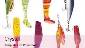  Presentation with fishing - Amazing theme having fishing lures collection backdrop and a coral colored foreground