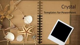  Presentation with fishing net - Audience pleasing slides consisting of fishing net and exercise book on brown background backdrop and a coral colored foreground