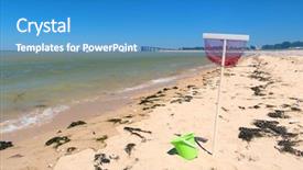  Presentation with fishing net - PPT theme with fishing net at the beach background and a teal colored foreground