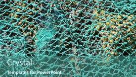  Presentation with fishing gear - PPT theme with fishing-net-backgrounds-and-textures background and a ocean colored foreground