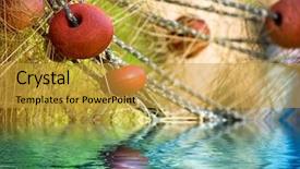  Presentation with fishing net - Colorful presentation theme enhanced with fishing net detail backdrop and a gold colored foreground