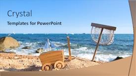  Presentation with fishing net - Presentation design consisting of fishing net in sand at the beach background and a light blue colored foreground
