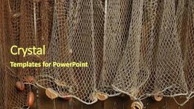  Presentation with fishing net - PPT theme with fishing net is hanging background and a tawny brown colored foreground