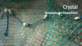  Presentation with fishing net - Presentation design with fishing net texture background and a ocean colored foreground