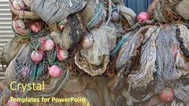  Presentation with fishing net - Presentation with fishing-net-with-buoy background and a tawny brown colored foreground