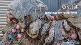  Presentation with fishing net - PPT theme consisting of fishing-net-with-buoy background and a gray colored foreground