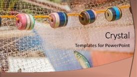  Presentation with fishing net - Cool new PPT layouts with fishing net with fish backdrop and a coral colored foreground