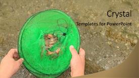  Presentation with fishing net - Slide deck featuring fishing net with fresh shrimp background and a coral colored foreground