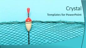  Presentation with dark blue world globe space - Amazing slide set having fishing net with homemade bobber backdrop and a cool aqua colored foreground