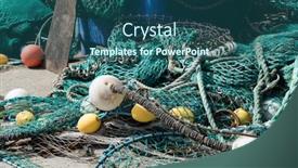 Presentation with fishing net - Audience pleasing slides consisting of fishing-net backdrop and a ocean colored foreground