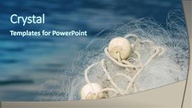  Presentation with fishing net - Audience pleasing presentation theme consisting of fishing net backdrop and a ocean colored foreground
