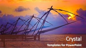 Presentation with india fort - Presentation design having fishing nets - panorama of kochi tourist attraction background and a tawny brown colored foreground