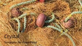  Presentation with fishing nets - Cool new presentation theme with fishing nets and buoys tackle for professional mediterranean fisher boat backdrop and a gold colored foreground