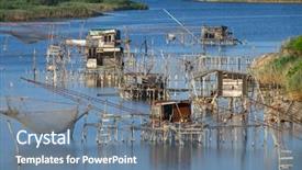  Presentation with fishing nets - Presentation theme having fishing nets old fish trap background and a seafoam green colored foreground