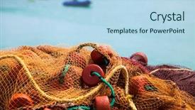  Presentation with fishing net - Colorful presentation design enhanced with fishing nets on the shore backdrop and a light blue colored foreground