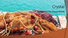  Presentation with fishing net - PPT theme having fishing nets on the shore background and a light blue colored foreground