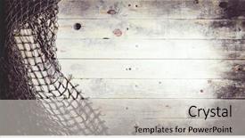  Presentation with fishing nets - Audience pleasing slide deck consisting of fishing nets on wooden background backdrop and a light gray colored foreground