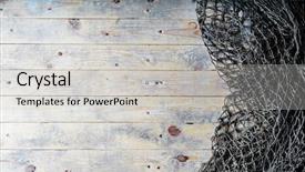  Presentation with fishing nets - PPT theme consisting of fishing nets on wooden background background and a light gray colored foreground