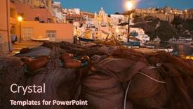  Presentation with fishing nets - Slides having fishing-nets-the-port background and a wine colored foreground