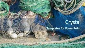  Presentation with fishing nets - Amazing slides having fishing nets with a port backdrop and a ocean colored foreground