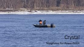  Presentation with fishing net - Presentation theme enhanced with lake erie - fishing on cold day background and a teal colored foreground