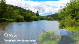  Presentation with czech republic - PPT theme having fishing-on-the-vltava-river background and a light blue colored foreground