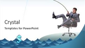 Presentation with fishing - Beautiful PPT layouts featuring fishing out dollars from water backdrop and a white colored foreground
