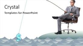  Presentation with fishing - Cool new slides with fishing out dollars from water backdrop and a white colored foreground