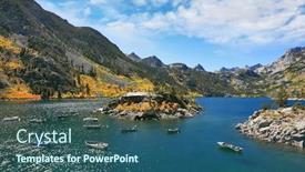  Presentation with paradise island - Audience pleasing slides consisting of fishing-paradise-azure-lake backdrop and a ocean colored foreground