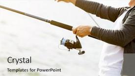  Presentation with fisherman - Audience pleasing slides consisting of fishing pictures - picture of fisherman hands backdrop and a  colored foreground