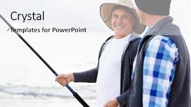  Presentation with teal design no picture - PPT theme with fishing pictures - picture of fisherman background and a  colored foreground