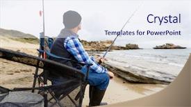  Presentation with footprints in the sand picture - Colorful presentation enhanced with fishing pictures - picture of fisherman backdrop and a sky blue colored foreground