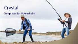  Presentation with fisherman - Audience pleasing slides consisting of fishing pictures - picture of fisherman backdrop and a  colored foreground
