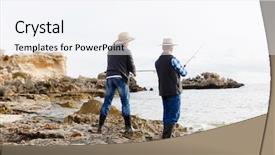  Presentation with fisherman - PPT theme having fishing pictures - picture of fisherman background and a  colored foreground