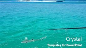  Presentation with fishing boats - Theme consisting of fishing-pole-hooked-fish background and a teal colored foreground