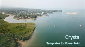  Presentation with thailand - PPT theme consisting of fishing port in thailand background and a ocean colored foreground