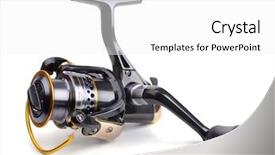  Presentation with fishing - Beautiful PPT theme featuring fishing reel isolated on white backdrop and a white colored foreground
