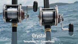  Presentation with fishing boat - Audience pleasing theme consisting of fishing rods on a boat backdrop and a seafoam green colored foreground