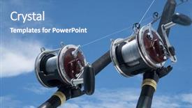  Presentation with fishing boat - Amazing theme having fishing rods on a boat backdrop and a teal colored foreground