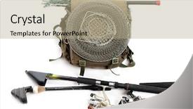  Presentation with fishing net - PPT layouts with gears isolated white background - fishing rods with reels background and a coral colored foreground