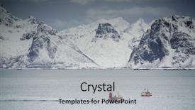  Presentation with inspection in ship - PPT layouts having fishing ship in lofoten archipelago background and a light gray colored foreground