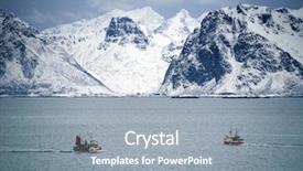  Presentation with battle ship - Audience pleasing slide deck consisting of fishing ship in lofoten archipelago backdrop and a  colored foreground