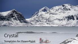  Presentation with ship - PPT theme featuring fishing ship in lofoten archipelago background and a  colored foreground